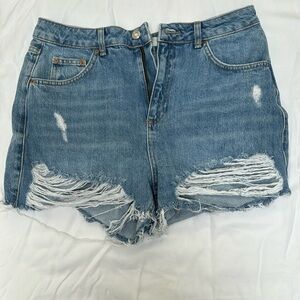 Topshop Moto Mom Distressed Shorts